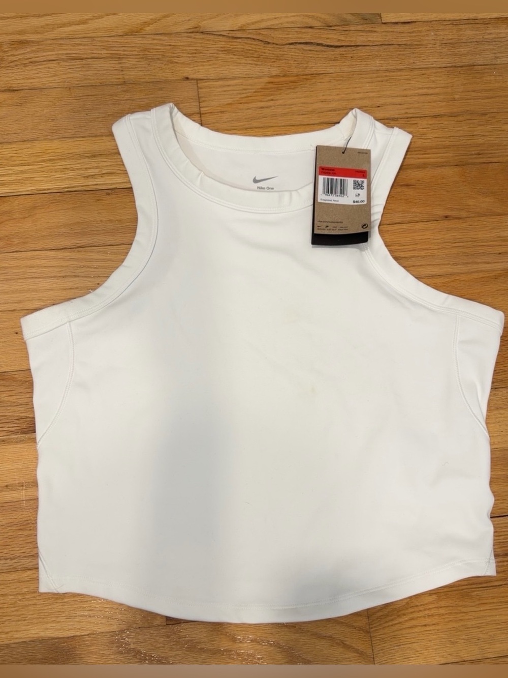 Nike Women’s White Racerback Crop Tank (W-L)